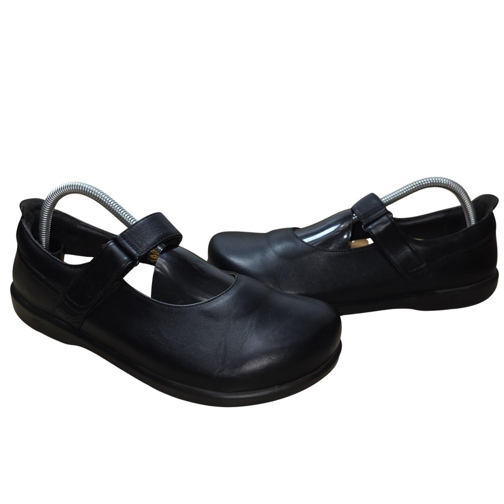 Birkenstock Footprints Mary Jane Shoes Women 10 Black Leather Hook Loop Comfort